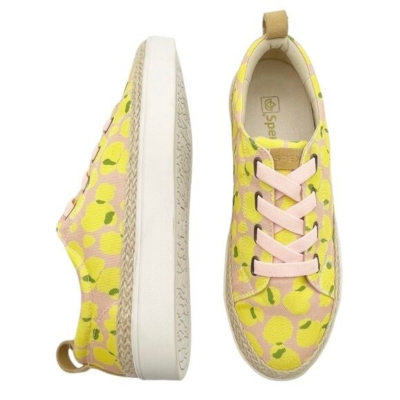 Spenco Malibu Lace Summer Platform Sneaker Bokeh Blush & Yellow Women’s Size 10 - Picture 16 of 16